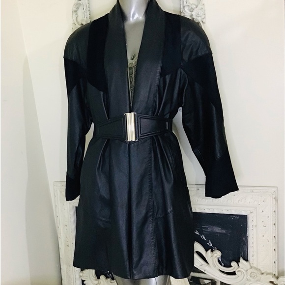 VINTAGE Leather Suede Swing Coat